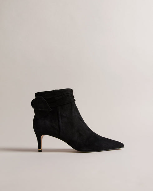 YONA-Boots-Step Out In Style With Yona. A Supple Suede Leather Adds A Touch Of Luxury To These Boots While The Kitten Heel Keeps Them Comfortable For All-day Wear. To Top Off The Look A Bow And Ruching Bring A Feminine Flair To The Design. Ankle boots Suede leather Kitten heel Pointed toe Zip fastening Bow on heel Ruched trim Logo engraved heel detail- Ted Baker Romania